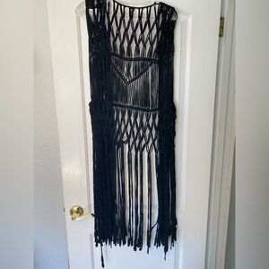Black Women's Fringe Vest